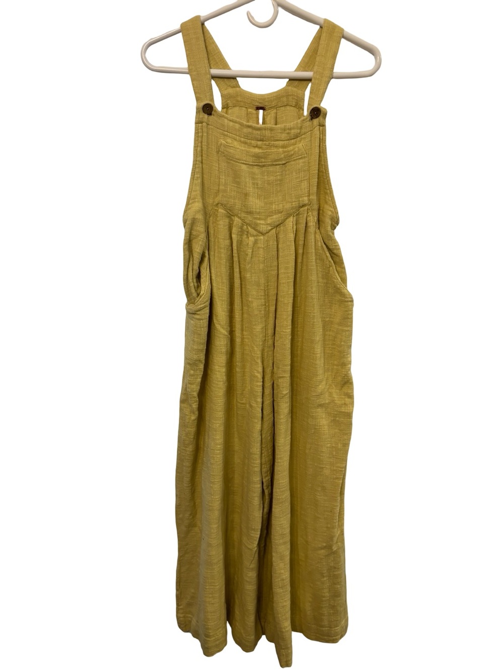 Free People Mustard Yellow Wide-Leg Overalls Jumpsuit